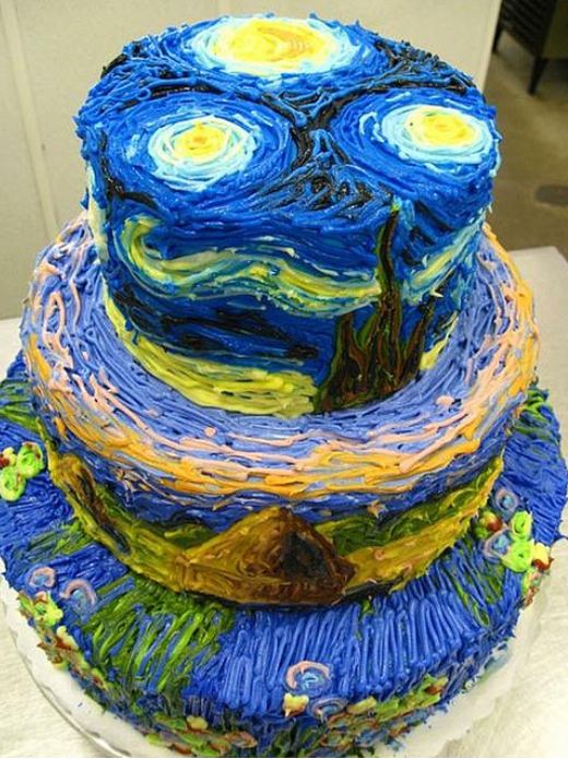 3 tier Van Gogh theme cake.JPG