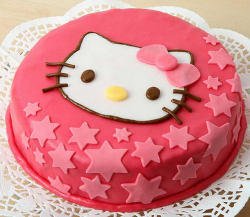 Red round hello kitty with star cake decor.PNG