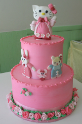 Three pink tiers Hello Kitty cakes with hello kitty cake toppers.PNG