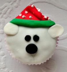 Polar Bear with Santa hat cupcake.JPG