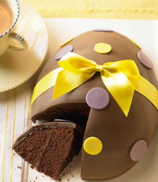 Gaint chocolate easter cake with yellow bowl.PNG
