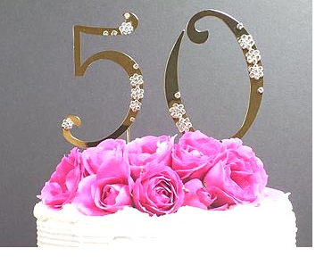 Pretty 50th anniversary cake topper with floral patterns.PNG