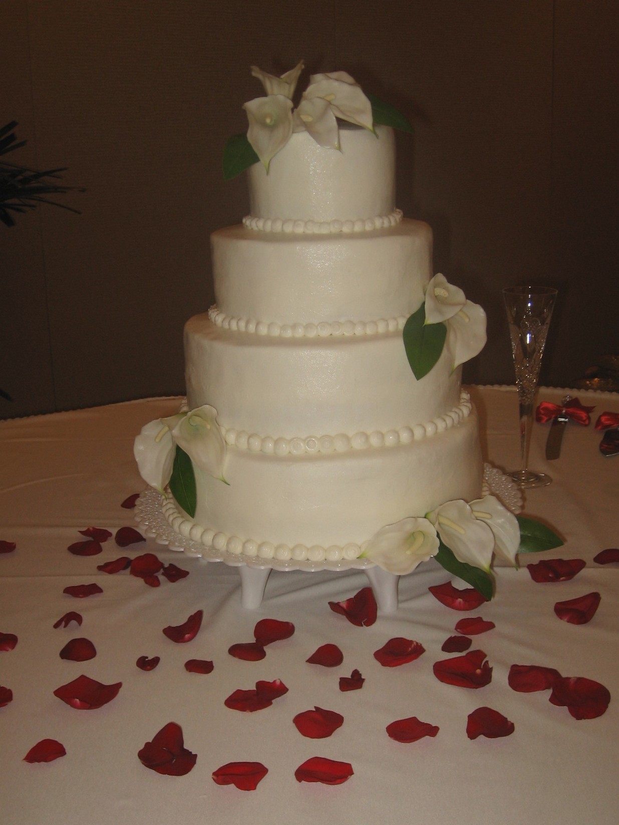 traditional wedding cake in cream color