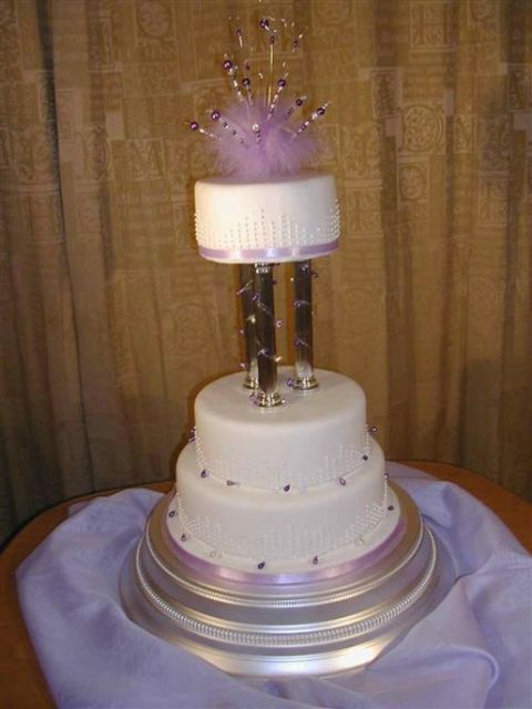Lilac Feather and Bead 3 Tier Wedding cake photo