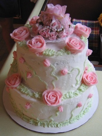 Wedding Cake with pink rose
