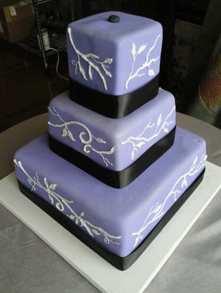Lavender squares and cube wedding cake.JPG