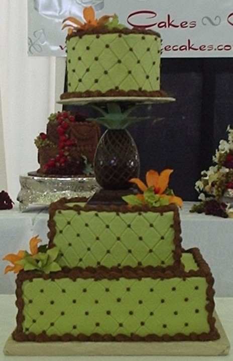 green fashion wedding cake
