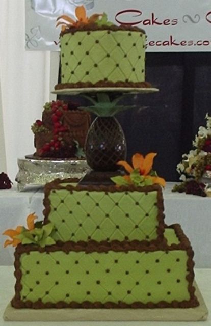green fashion wedding cake