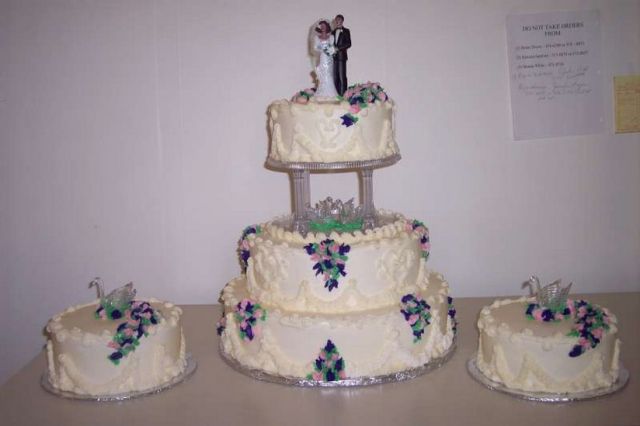 white with Purple Trio Cake