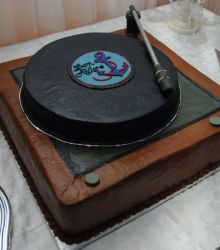 Turntable chocolate Grooms Cake.JPG